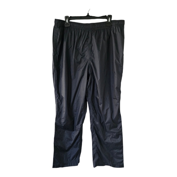 LL Bean Waterproof Pants Men Sz L Black Nylon Zip Ankles Elastic Waistband - Picture 1 of 16